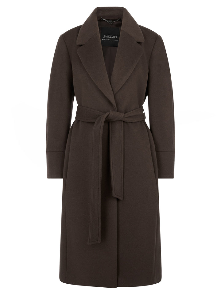 Marc Cain Wollen Mantel met Ceintuur – Bruin-90% wol, 10% kasjmier-DAMES JASSEN & JACKS-Bruin