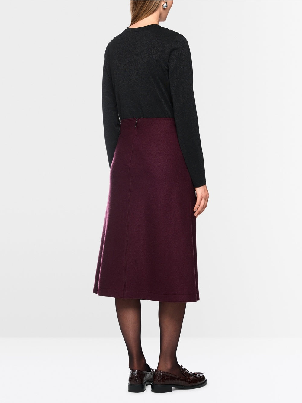 Marc Cain Wollen Midirok – Paars-100% wol<br />Voering: 100% polyester-DAMES ROKKEN-Paars