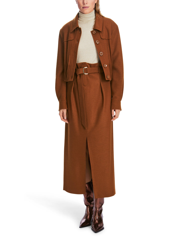 Marc Cain wollen midirok-voering: 100% polyester<br />alg.: 100% wol-DAMES ROKKEN-Bruin