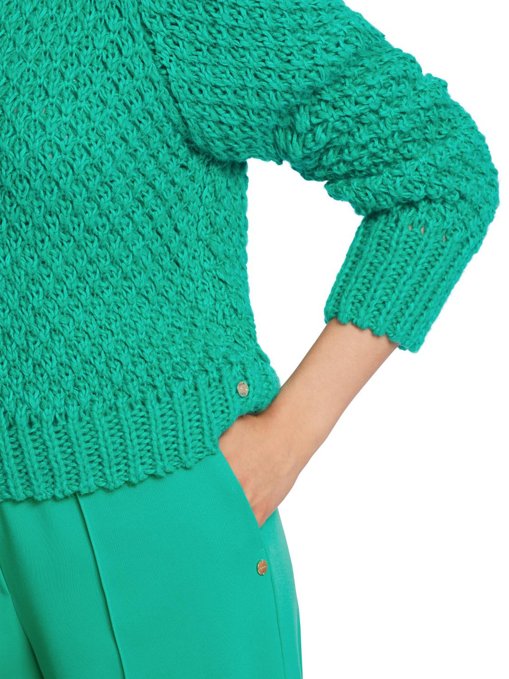 Marc Cain wollen trui-64% katoen (biologisch), 12% acryl, 10% polyamide, 10% alpaca, 4% wol-DAMES TRUIEN & VESTEN-Groen