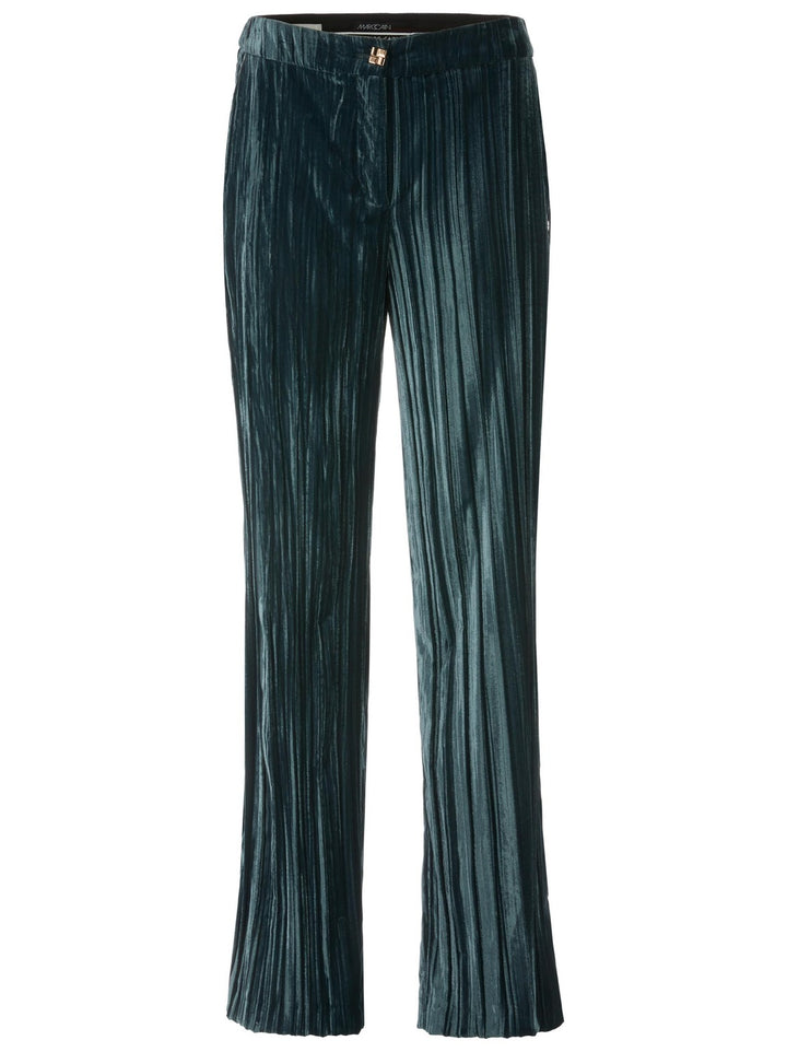 Marc Cain WUKARI in crushed fluweel-alg.: 100% polyester-DAMES BROEKEN-Groen