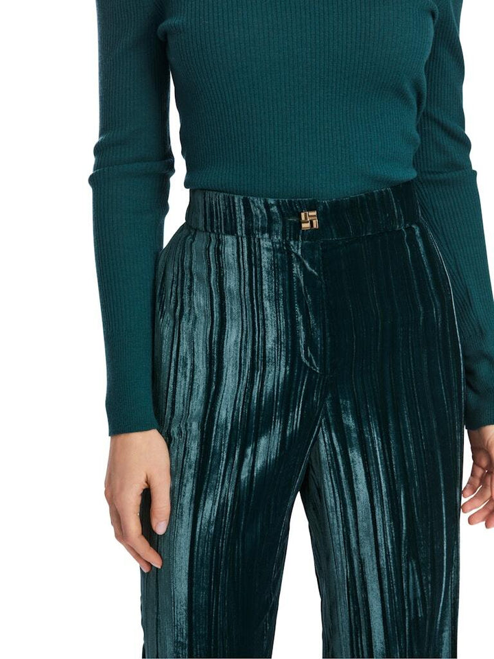 Marc Cain WUKARI in crushed fluweel-alg.: 100% polyester-DAMES BROEKEN-Groen