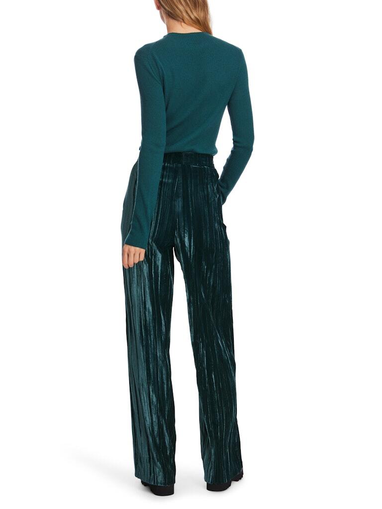 Marc Cain WUKARI in crushed fluweel-alg.: 100% polyester-DAMES BROEKEN-Groen