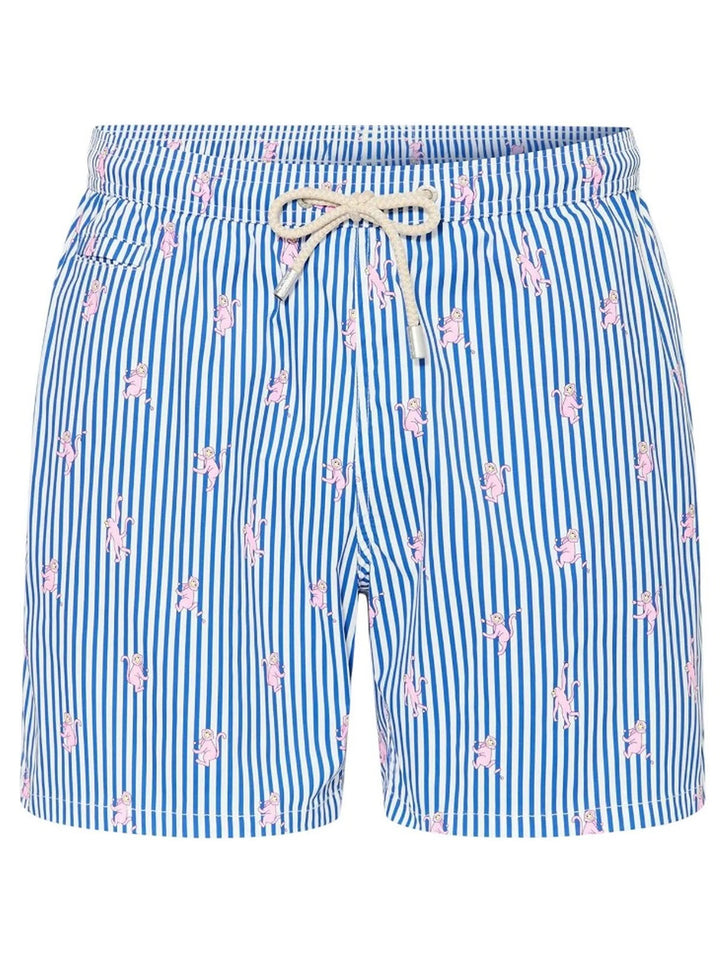 MC2 Saint Barth Monkeys Stripe zwembroek – Blauw-100% polyester-HEREN BROEKEN-Blauw