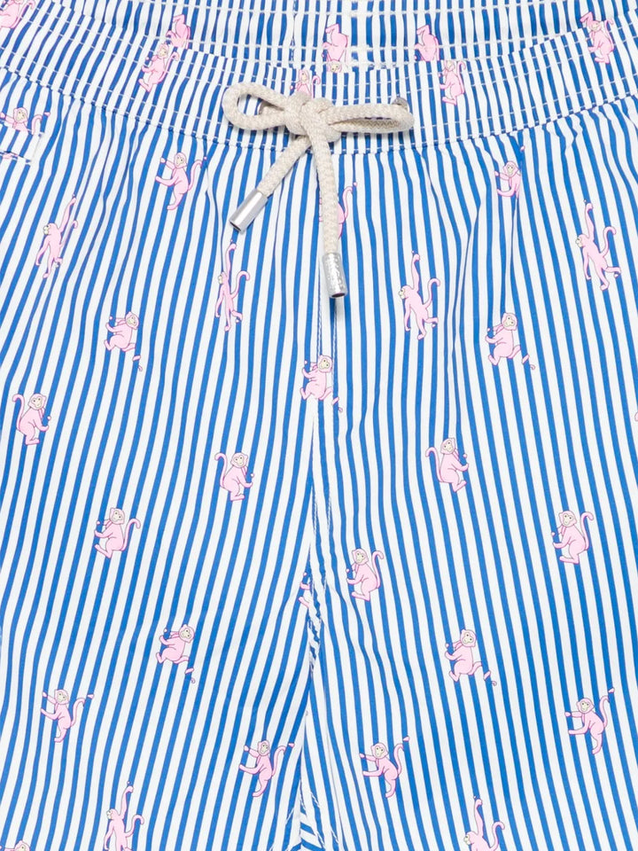 MC2 Saint Barth Monkeys Stripe zwembroek – Blauw-100% polyester-HEREN BROEKEN-Blauw