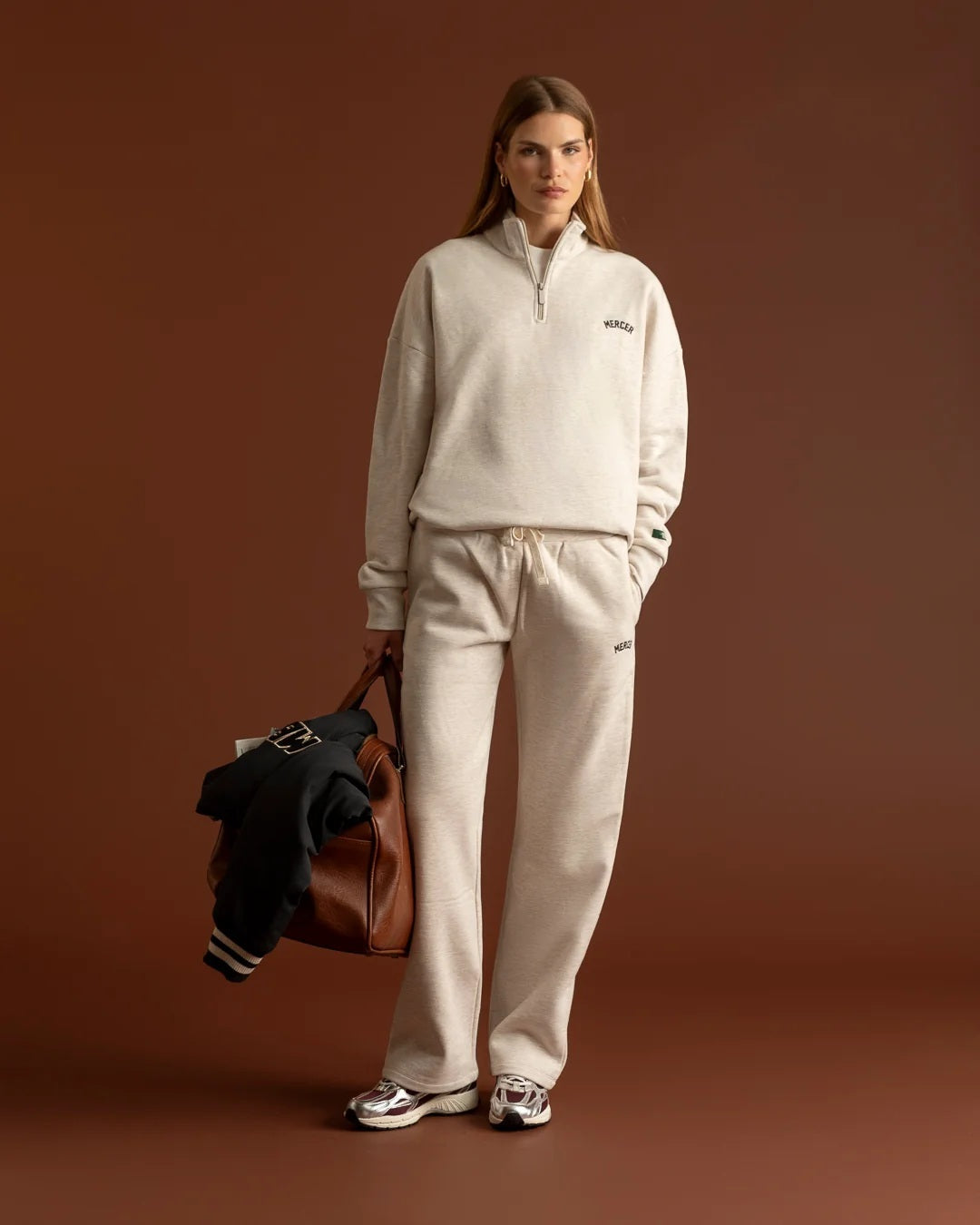 MERCER Quarter Zip – Beige-80% katoen, 20% polyester-HEREN TRUIEN & VESTEN-Beige