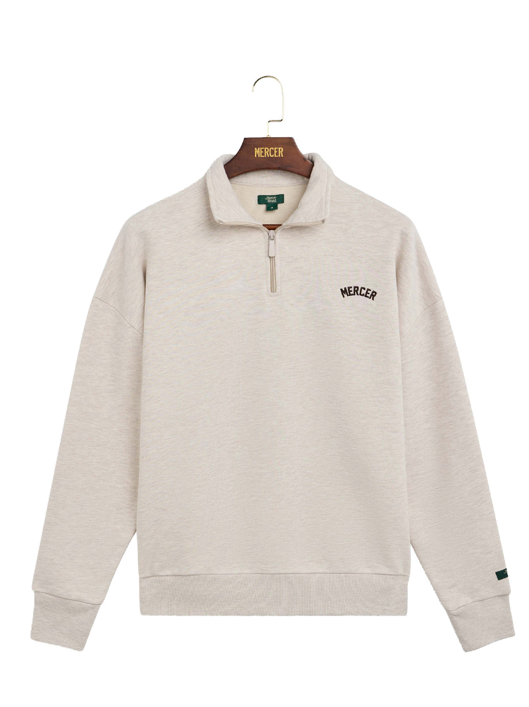 MERCER Quarter Zip – Beige-80% katoen, 20% polyester-HEREN TRUIEN & VESTEN-Beige