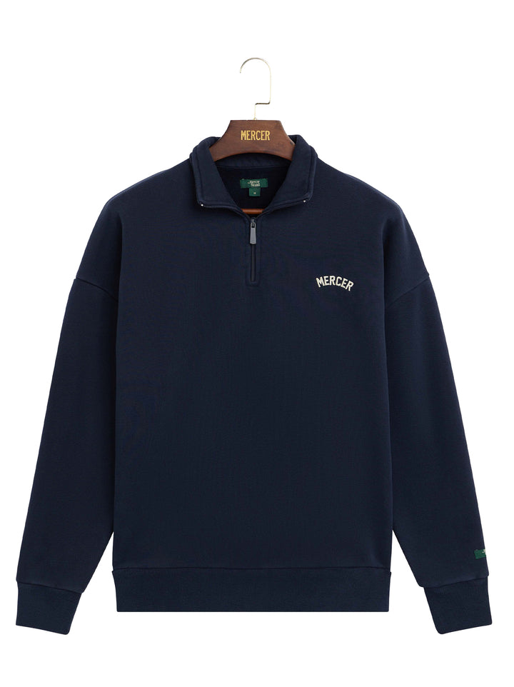 MERCER Quarter Zip – Blauw-80% katoen, 20% polyester-HEREN TRUIEN & VESTEN-Blauw