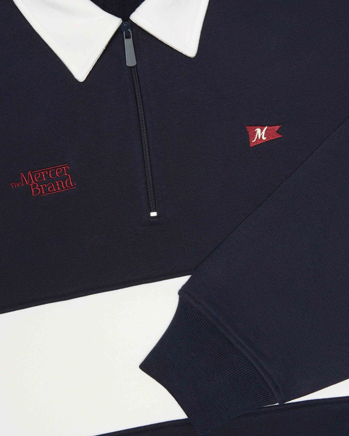 MERCER Rugby Polo – Blauw-80% katoen, 20% polyester-HEREN TRUIEN & VESTEN-Blauw