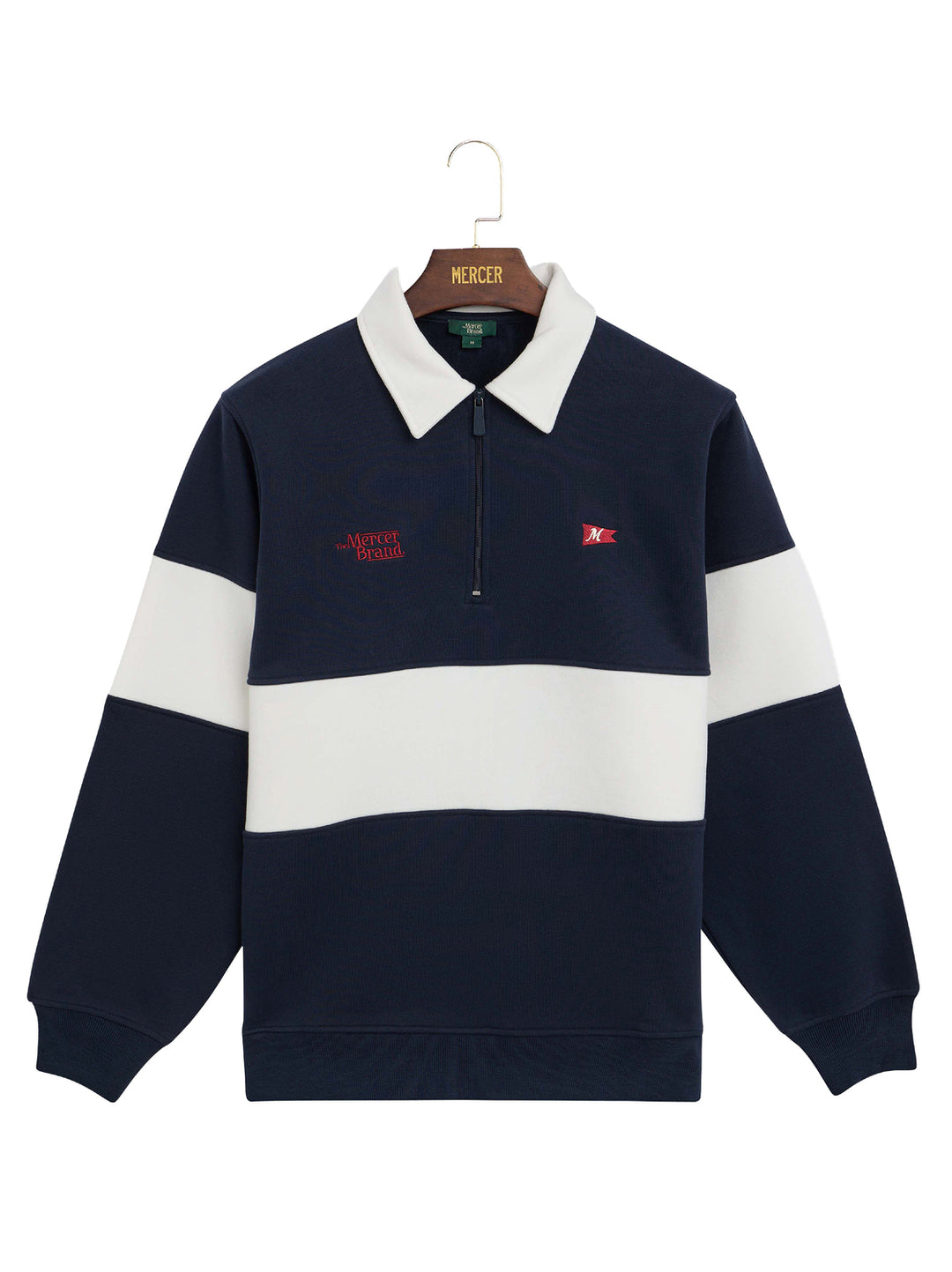 MERCER Rugby Polo – Blauw-80% katoen, 20% polyester-HEREN TRUIEN & VESTEN-Blauw