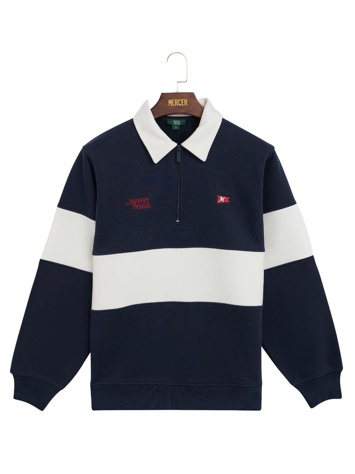 MERCER Rugby Polo – Blauw-80% katoen, 20% polyester-HEREN TRUIEN & VESTEN-Blauw