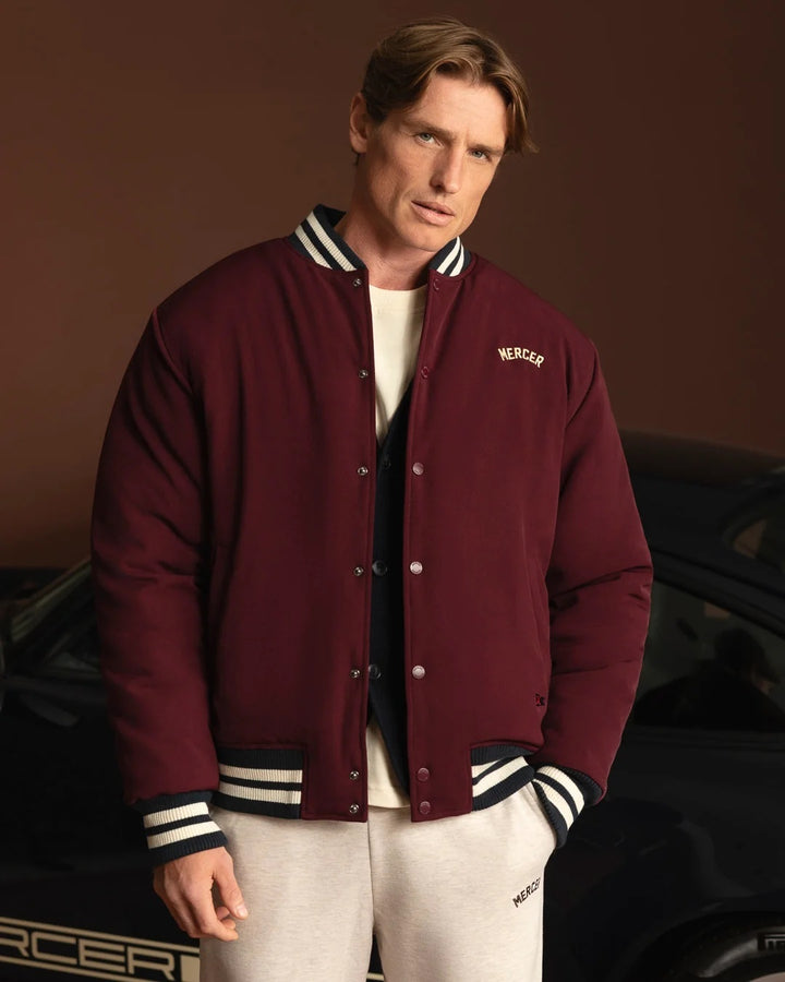 MERCER Varsity Jacket – Rood-96% polyester, 4% elastaan<br />Voering: 100% polyester-HEREN JASSEN & JACKS-Rood