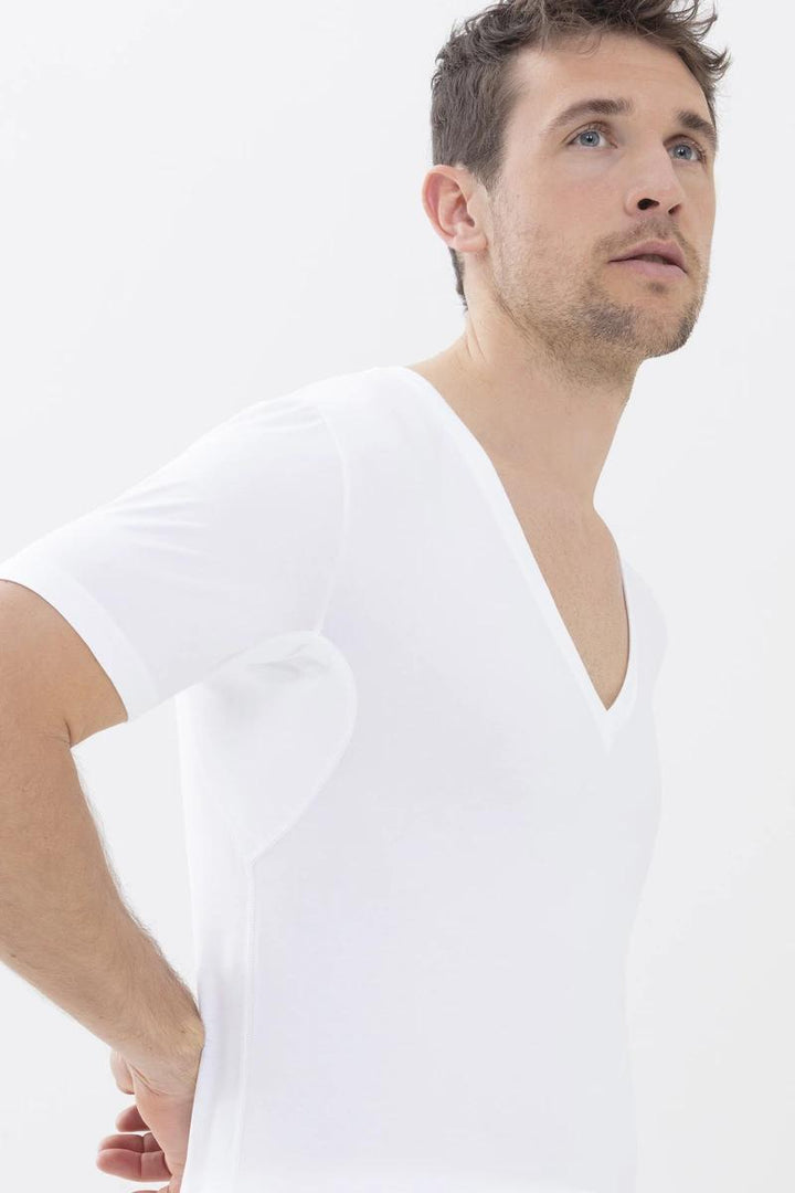 MEY businessclass V-neck-57% Katoen, 38% Polyester, 5% Elastaan-HEREN ONDER- EN BADMODE-Wit