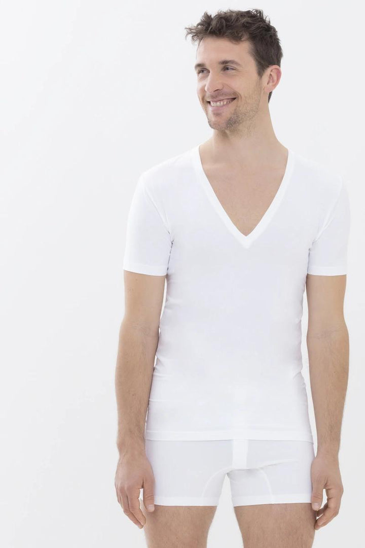 MEY businessclass V-neck-57% Katoen, 38% Polyester, 5% Elastaan-HEREN ONDER- EN BADMODE-Wit