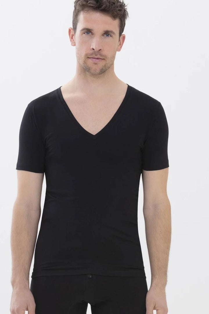 MEY V-neck zwart-57% Katoen, 38% Polyester, 5% Elastaan-HEREN ONDER- EN BADMODE-Zwart