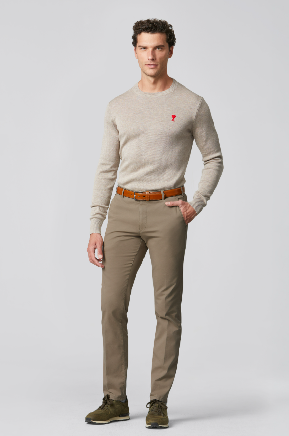 Meyer Bonn Chino 9-3004 – Bruin-78% katoen, 18% lyocell, 4% elastaan-HEREN BROEKEN-Bruin