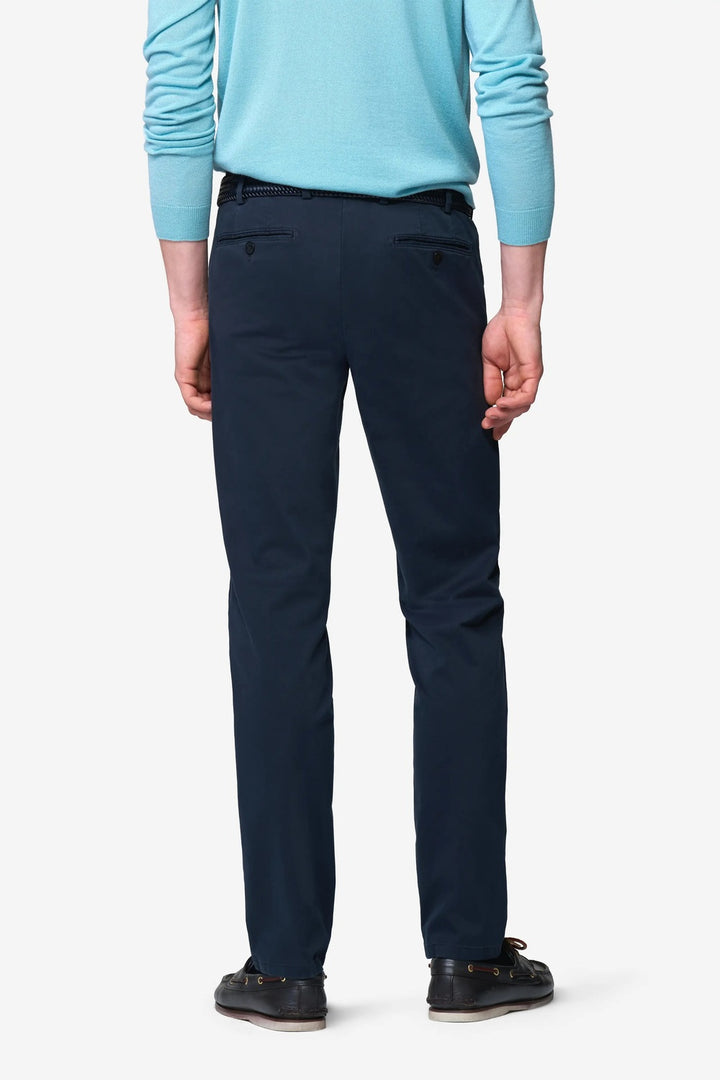 Meyer Bonn Chino – Blauw-89% katoen, 8% elastomultiester, 3% elastaan-HEREN BROEKEN-Blauw