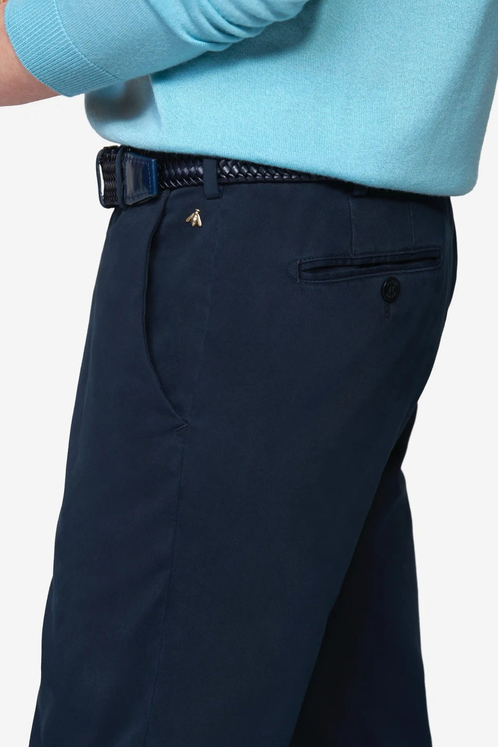 Meyer Bonn Chino – Blauw-89% katoen, 8% elastomultiester, 3% elastaan-HEREN BROEKEN-Blauw