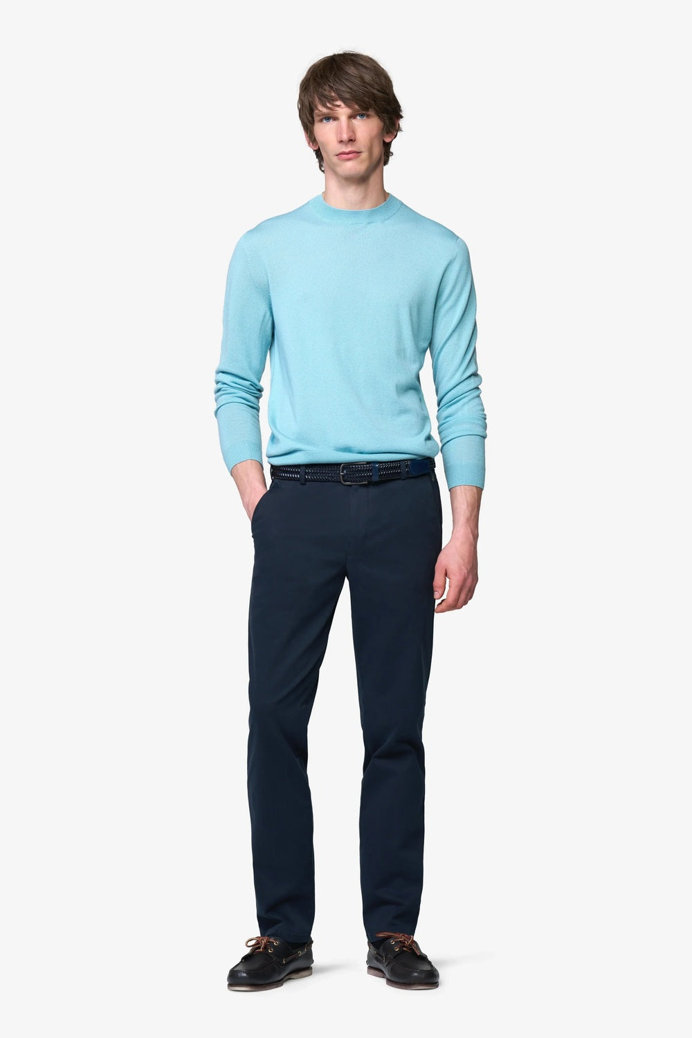 Meyer Bonn Chino – Blauw-89% katoen, 8% elastomultiester, 3% elastaan-HEREN BROEKEN-Blauw