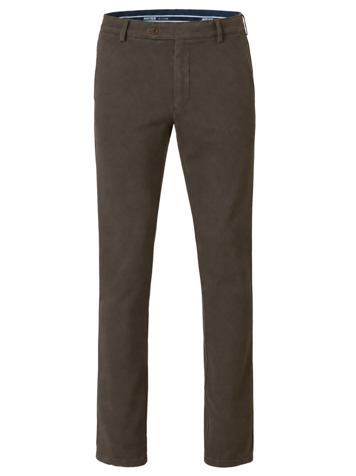 Meyer Bonn Chino – Bruin-60% katoen, 38% polyester, 2% Elastaan-HEREN BROEKEN-Bruin
