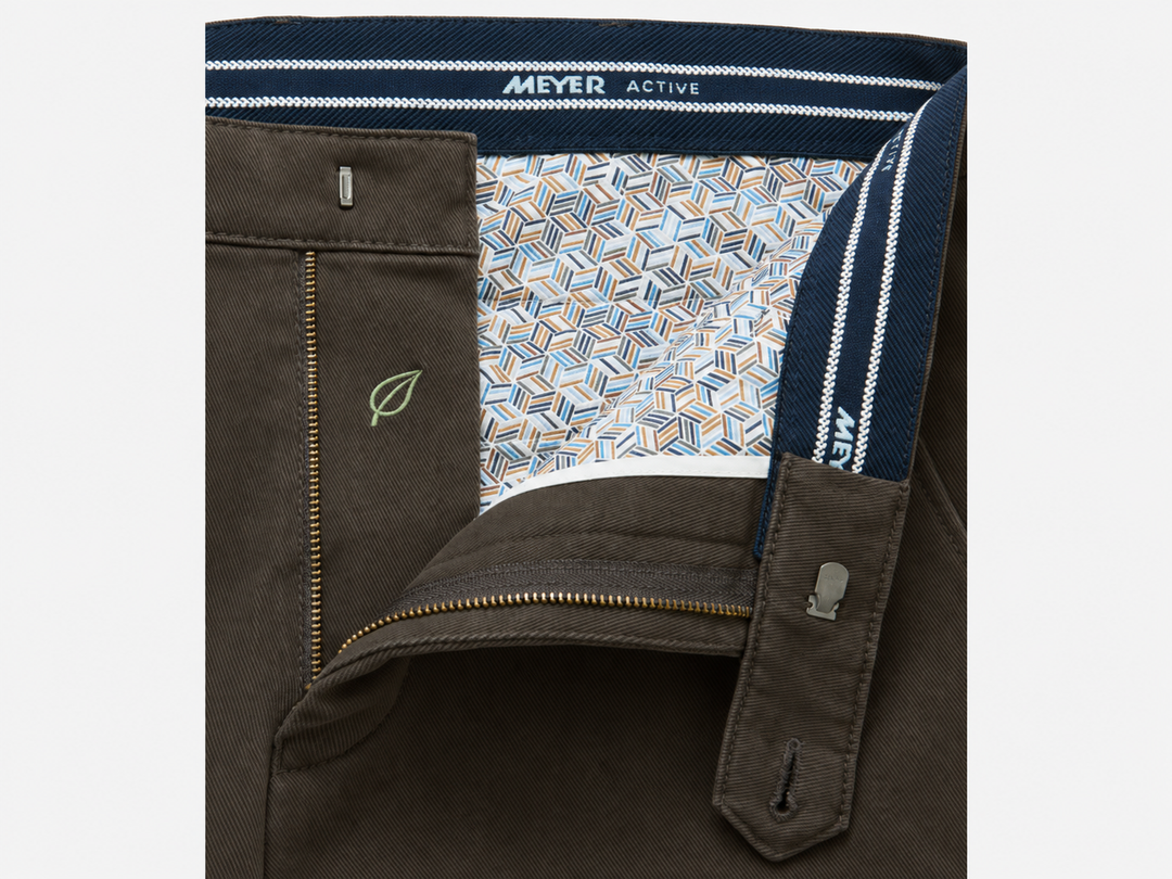 Meyer Bonn Chino – Bruin-60% katoen, 38% polyester, 2% Elastaan-HEREN BROEKEN-Bruin
