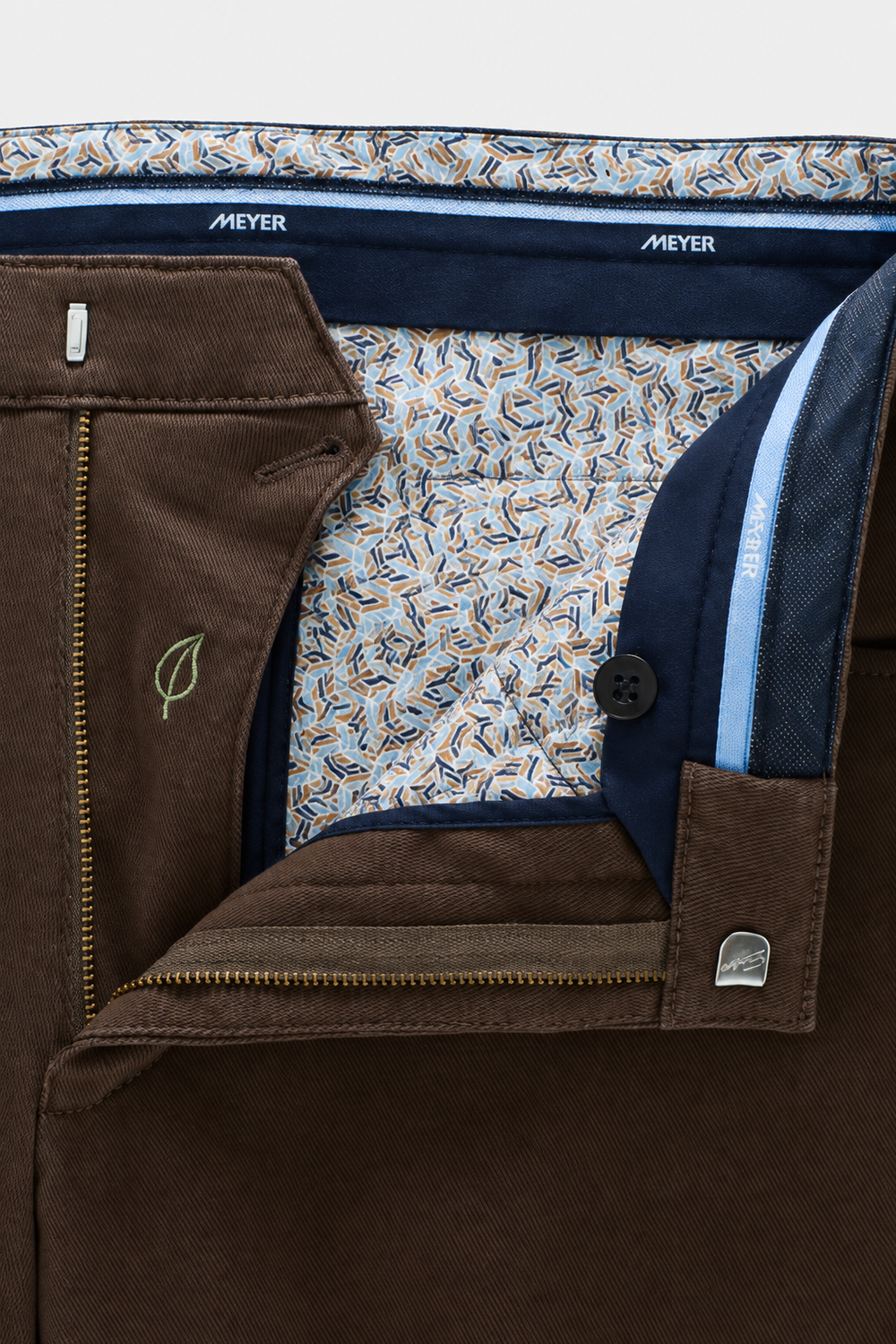 Meyer Bonn Chino – Bruin-60% katoen, 38% polyester, 2% Elastaan-HEREN BROEKEN-Bruin