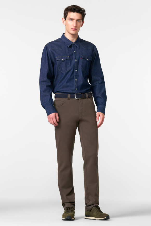 Meyer Bonn Chino – Bruin-60% katoen, 38% polyester, 2% Elastaan-HEREN BROEKEN-Bruin