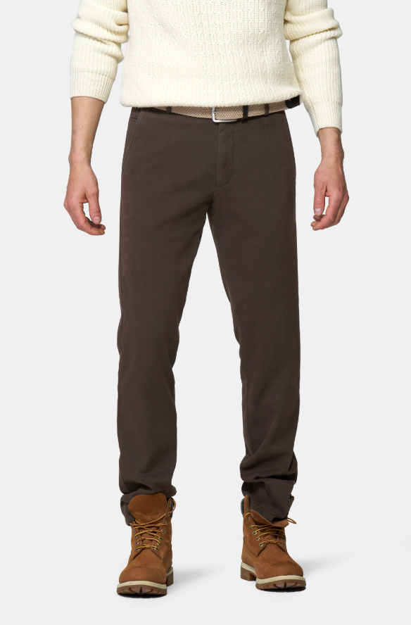 Meyer Bonn Chino – Bruin-60% katoen, 38% polyester, 2% Elastaan-HEREN BROEKEN-Bruin