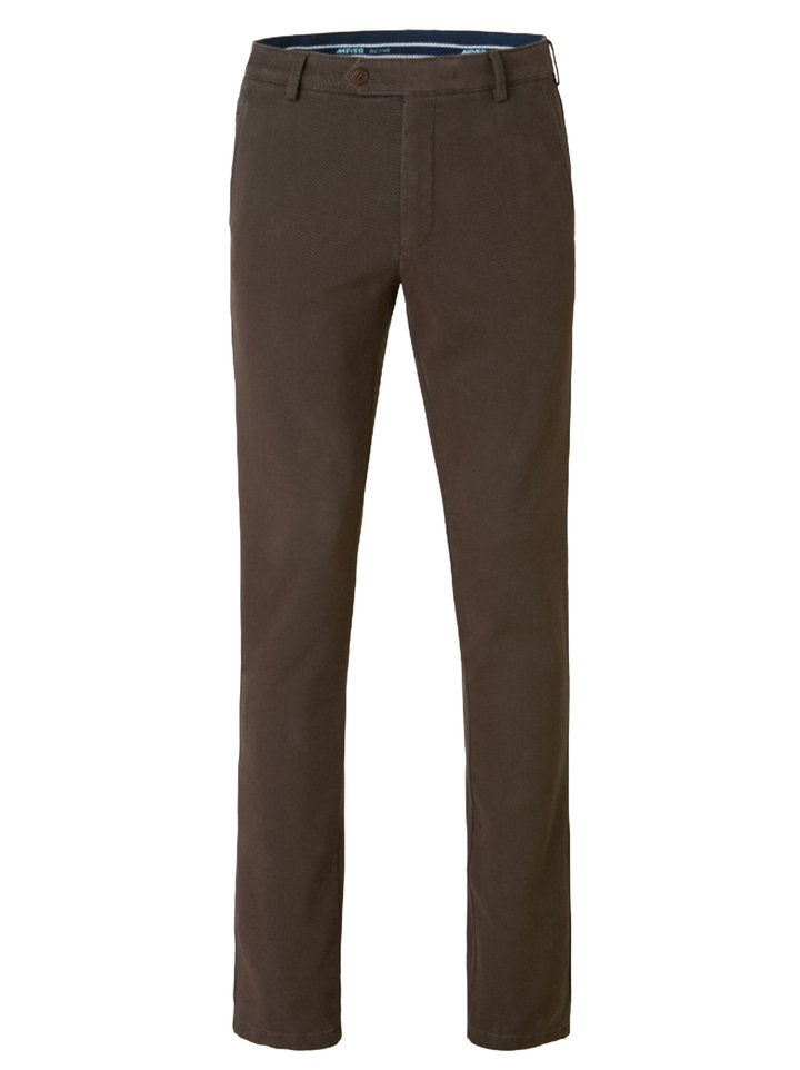 Meyer Bonn Chino – Bruin-60% katoen, 38% polyester, 2% Elastaan-HEREN BROEKEN-Bruin