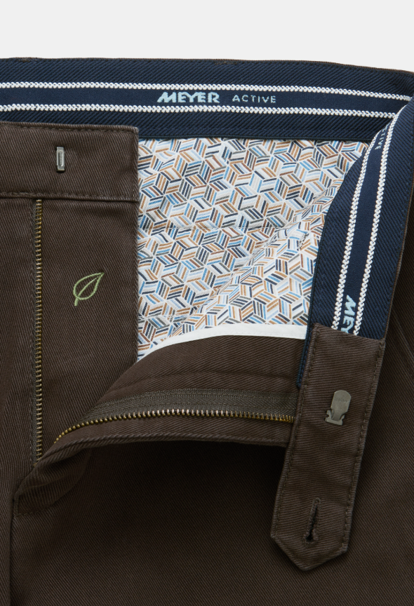 Meyer Bonn Chino – Bruin-60% katoen, 38% polyester, 2% Elastaan-HEREN BROEKEN-Bruin