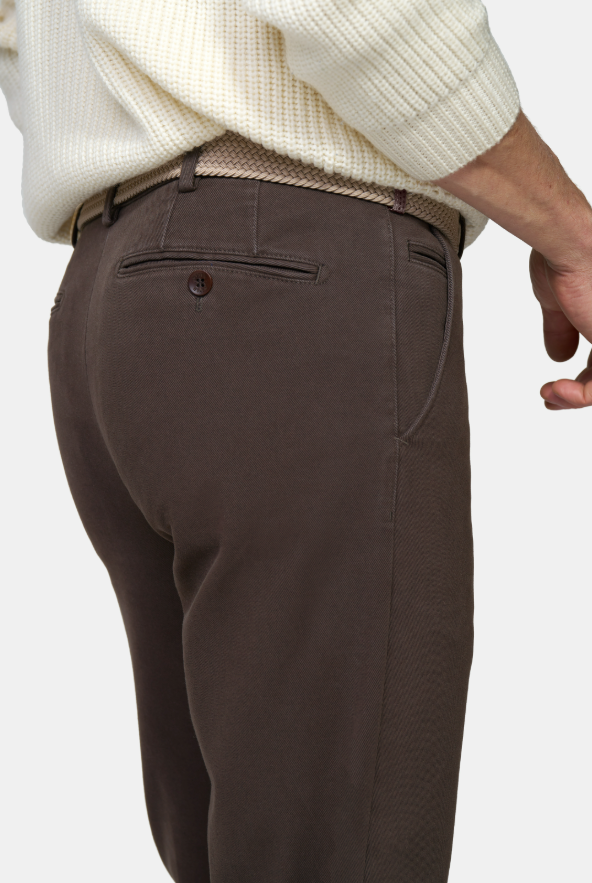 Meyer Bonn Chino – Bruin-60% katoen, 38% polyester, 2% Elastaan-HEREN BROEKEN-Bruin