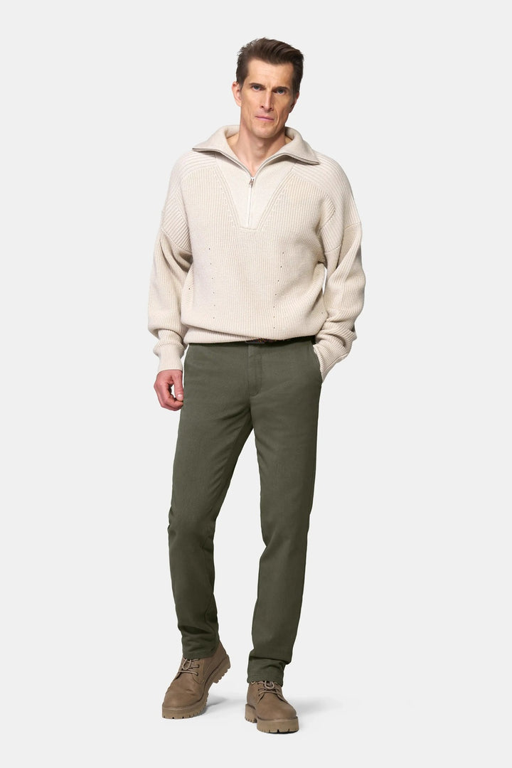 Meyer Bonn Chino – Groen-60% katoen, 38% polyester, 2% Elastaan-HEREN BROEKEN-Groen