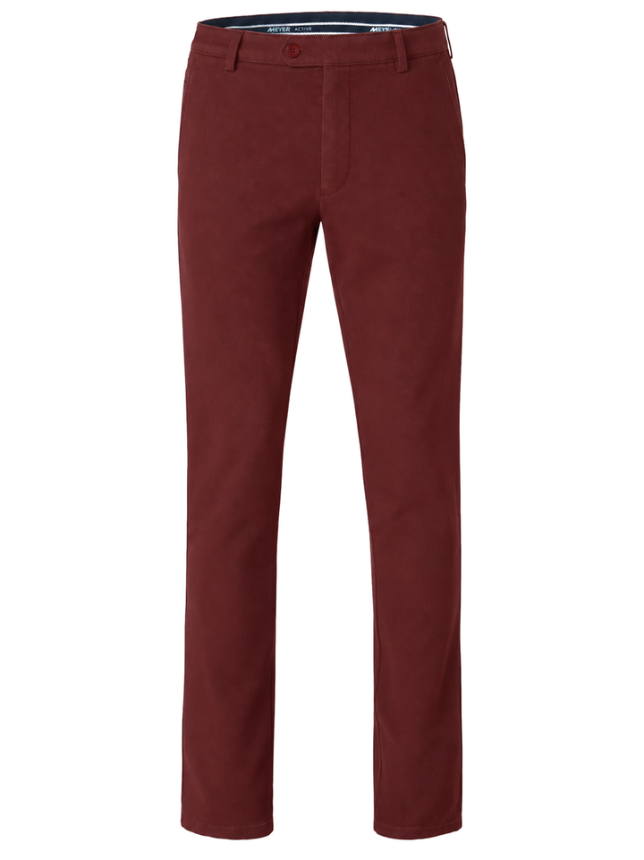 Meyer Bonn Cosy Twill Chino – Rood-60% katoen, 38% polyester, 2% Elastaan-HEREN BROEKEN-Rood