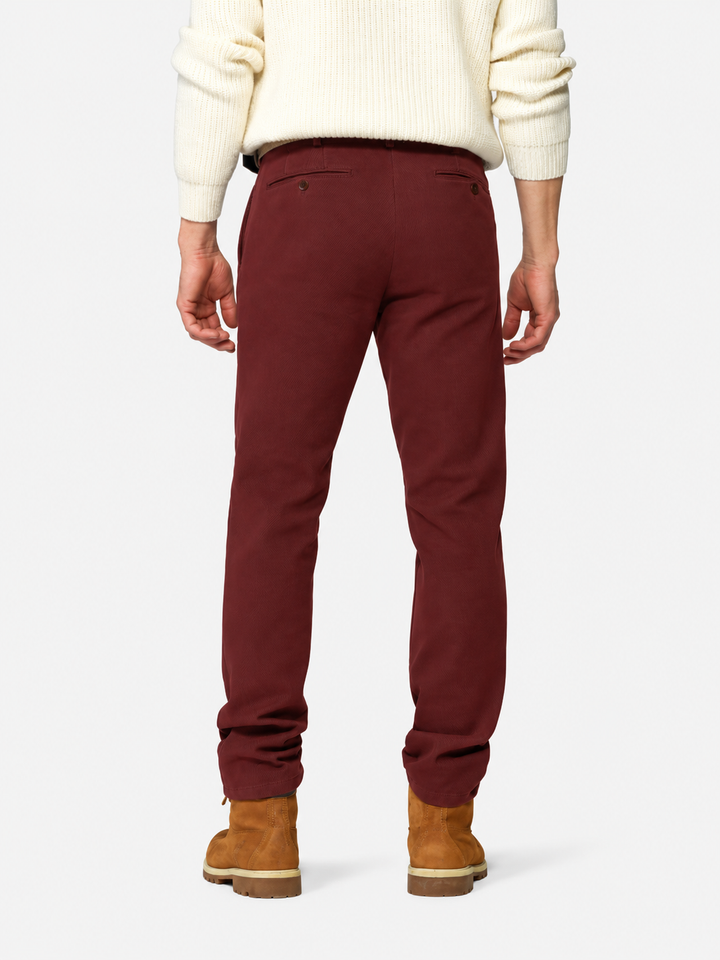 Meyer Bonn Cosy Twill Chino – Rood-60% katoen, 38% polyester, 2% Elastaan-HEREN BROEKEN-Rood