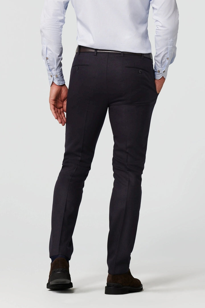 Meyer Bonn Ultimate Flannel Chino – Blauw-98% wol, 2% elastaan-HEREN BROEKEN-Blauw