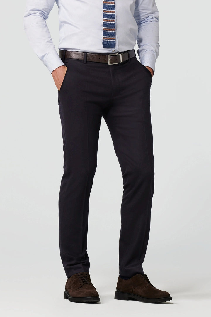 Meyer Bonn Ultimate Flannel Chino – Blauw-98% wol, 2% elastaan-HEREN BROEKEN-Blauw