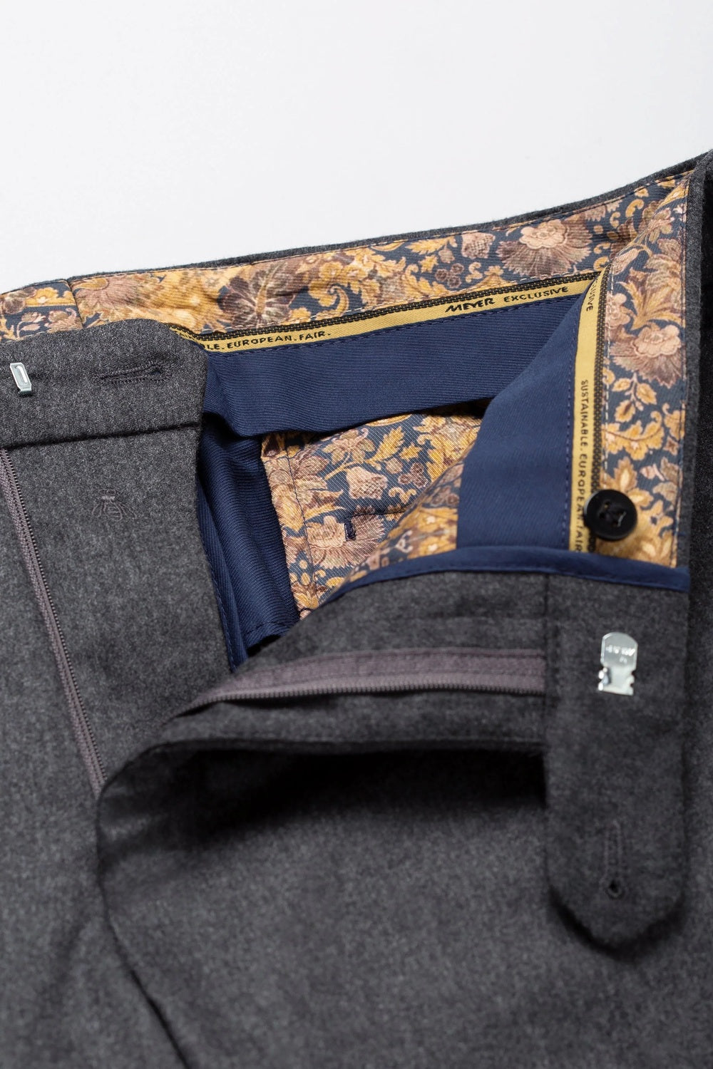 Meyer Bonn Ultimate Flannel Chino – Grijs-98% wol, 2% elastaan-HEREN BROEKEN-Grijs