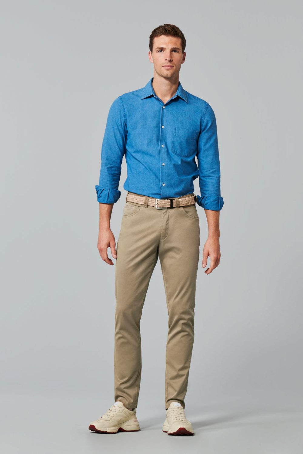 Meyer CHICAGO 1-5056 chino-97% katoen, 3% elasthaan-HEREN BROEKEN-Bruin