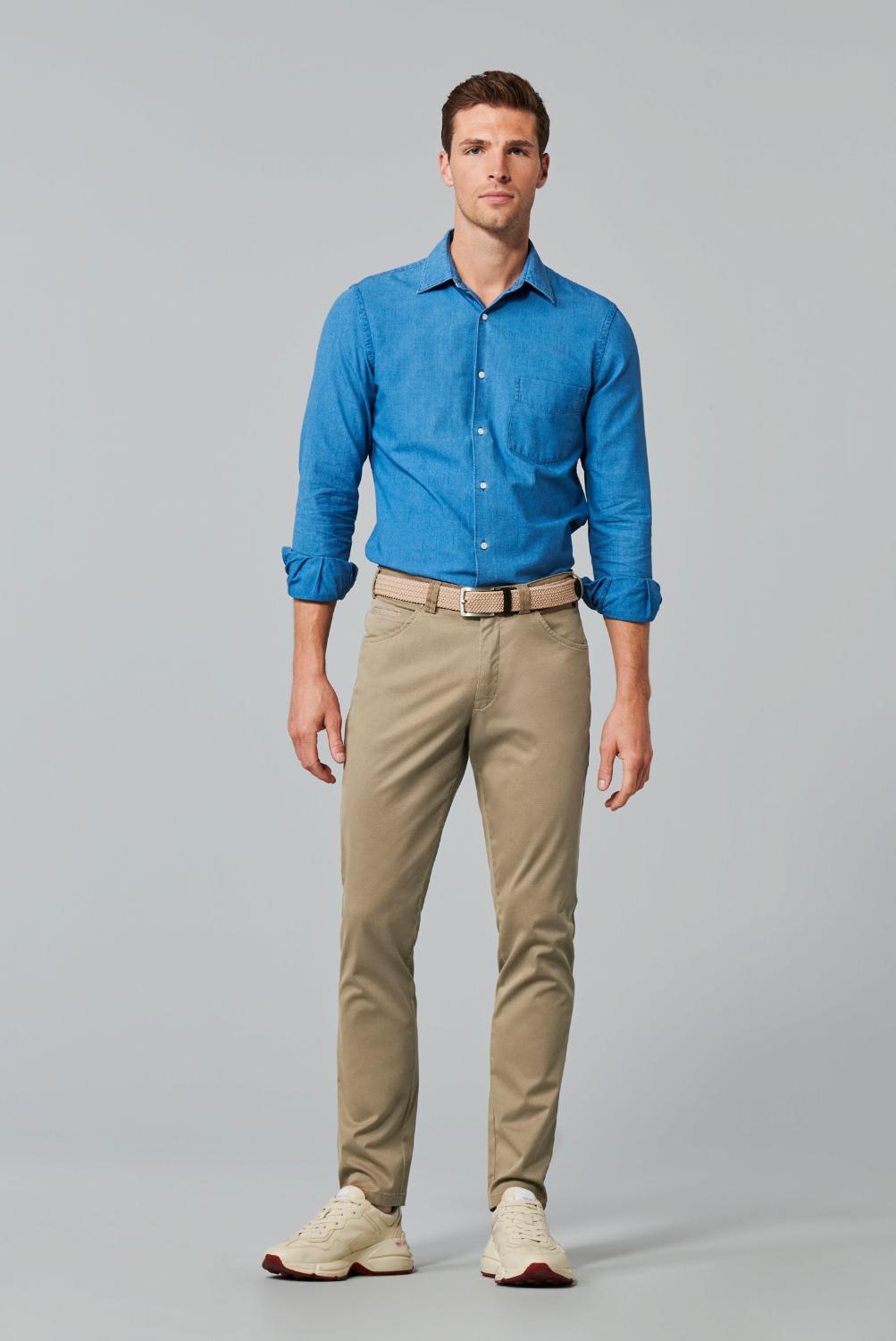 Meyer CHICAGO 1-5056 chino-97% katoen, 3% elasthaan-HEREN BROEKEN-Bruin