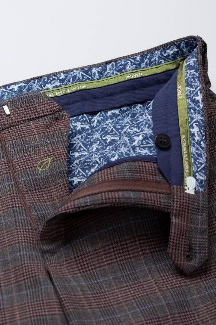 Meyer chino BONN 2-2596-54% katoen, 24% polyester, 20% wol, 2% elasthaan-HEREN BROEKEN-Bruin