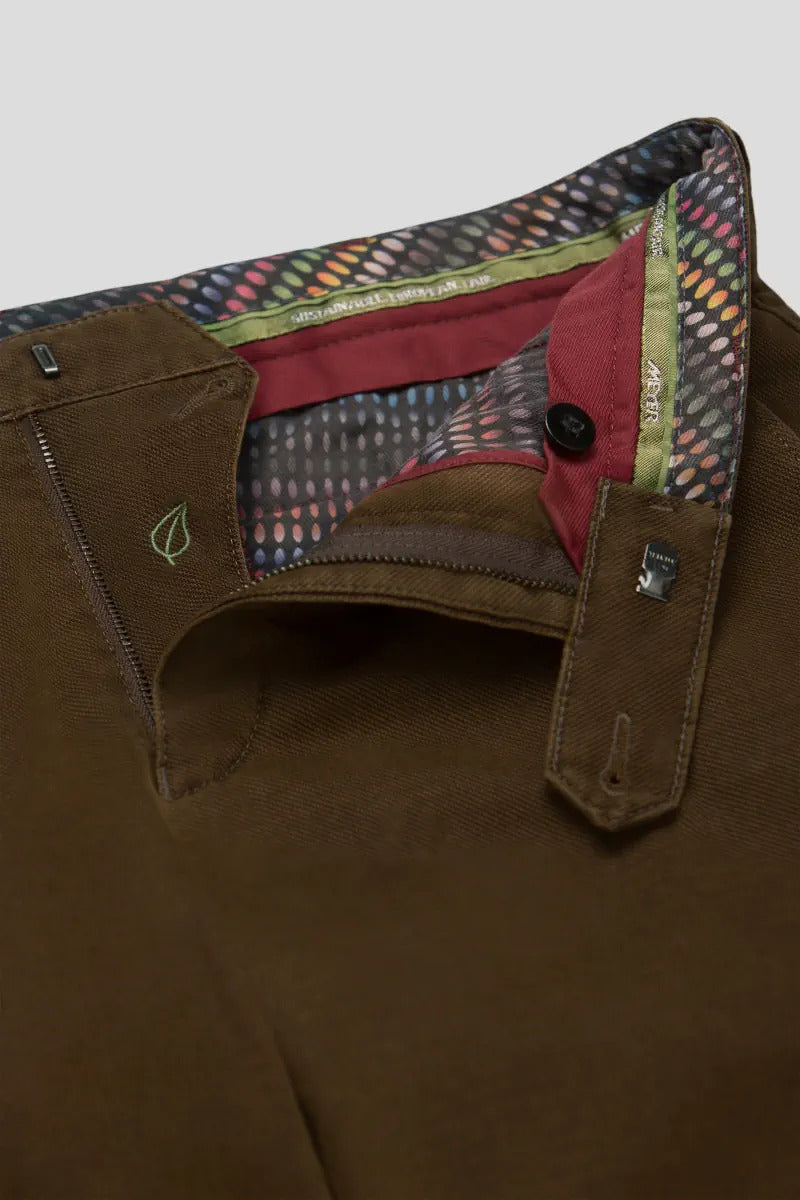 Meyer chino BONN 2-5613-98% Katoen (BIO) • 2% Elastaan | 400g-HEREN BROEKEN-Bruin