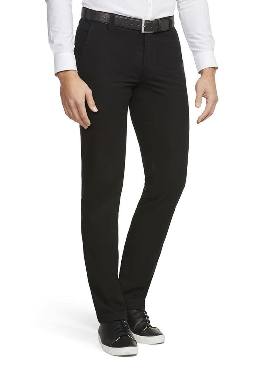 Meyer chino Bonn-96% Katoen, 4% Elastaan-HEREN BROEKEN-Zwart