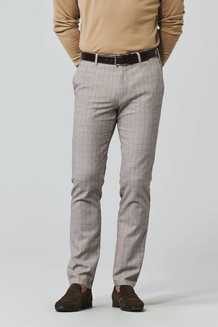 Meyer chino BONN chino 1-8089-98% katoen, 2% elasthaan-HEREN BROEKEN-Bruin