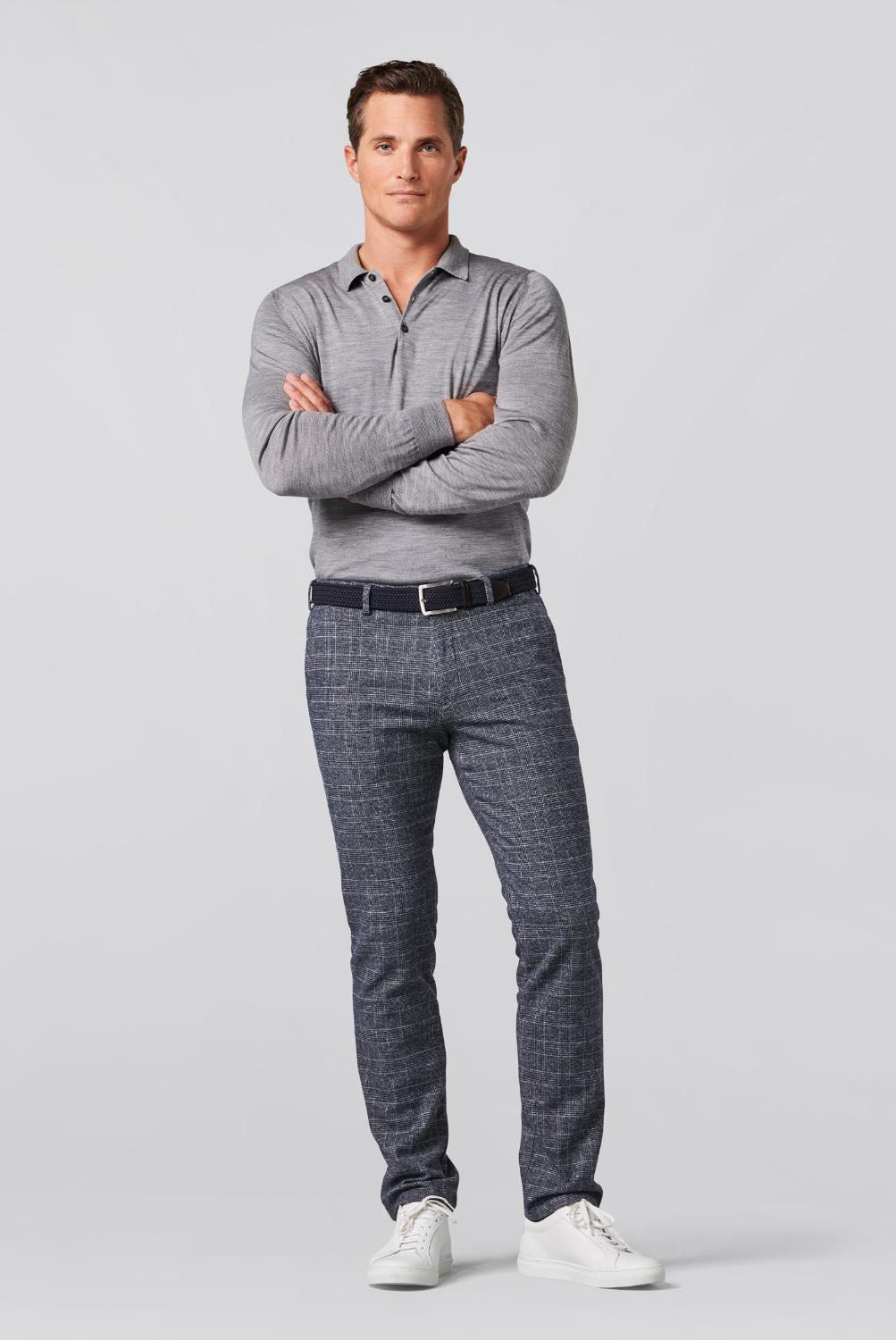 Meyer chino BONN Modern fit-HEREN BROEKEN-Blauw