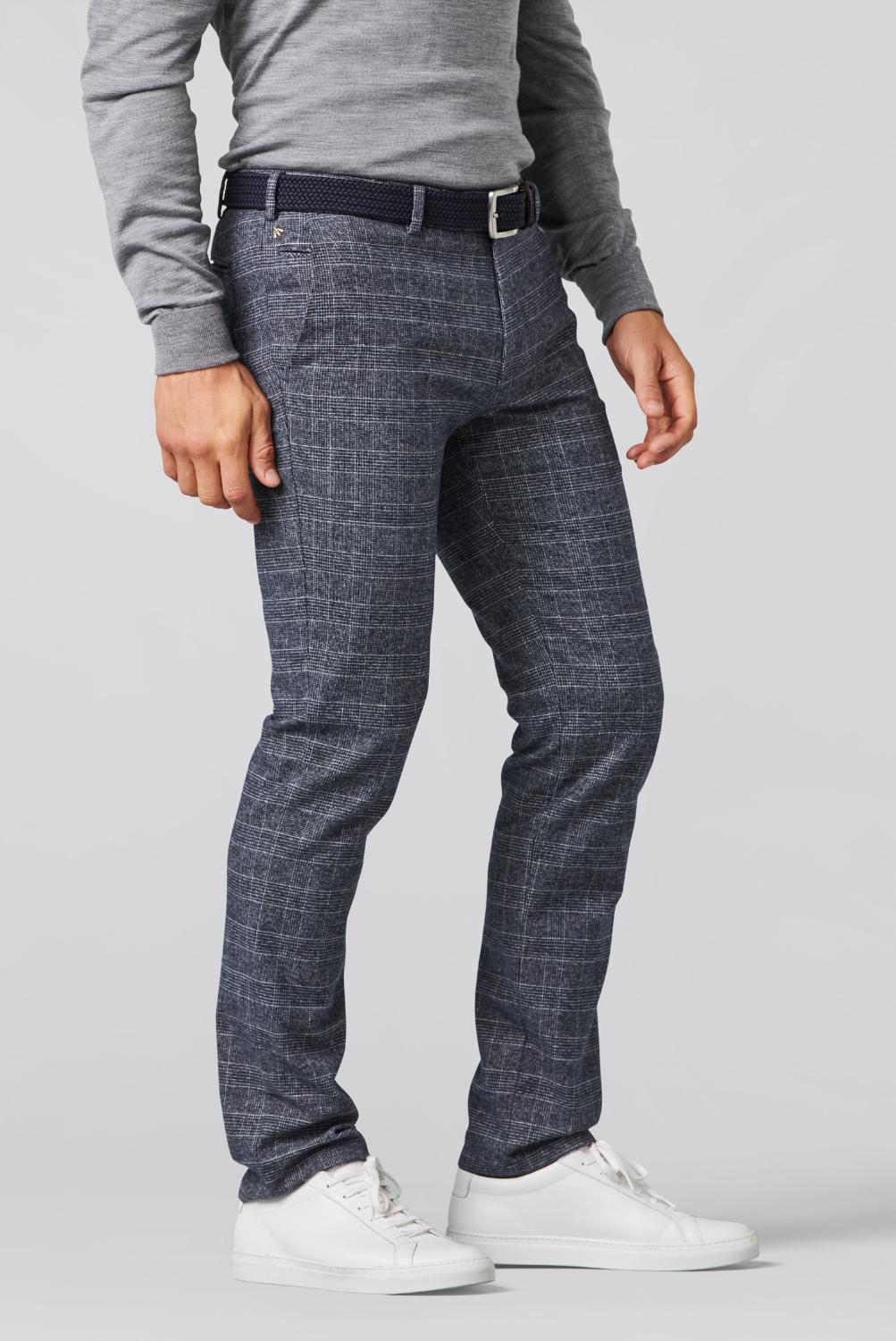 Meyer chino BONN Modern fit-HEREN BROEKEN-Blauw