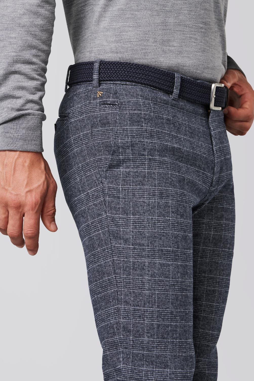 Meyer chino BONN Modern fit-HEREN BROEKEN-Blauw