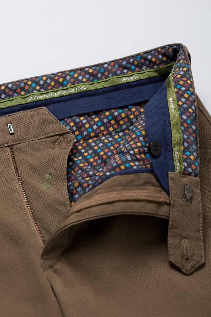 Meyer chino CHICAGO 2-5605-98% katoen, 2% elasthaan-HEREN BROEKEN-Bruin
