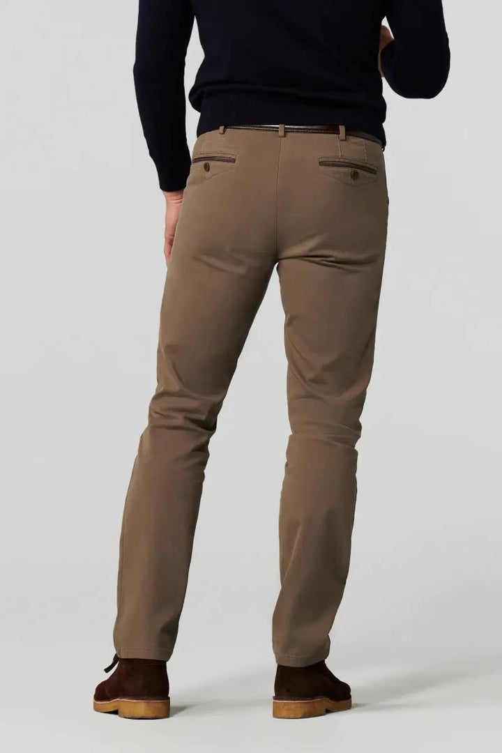 Meyer chino CHICAGO 2-5605-98% katoen, 2% elasthaan-HEREN BROEKEN-Bruin
