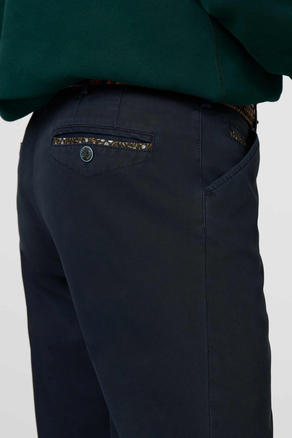 Meyer chino CHICAGO 2-5615-97% Katoen (BIO) • 3% Elastaan | 420g-HEREN BROEKEN-Blauw