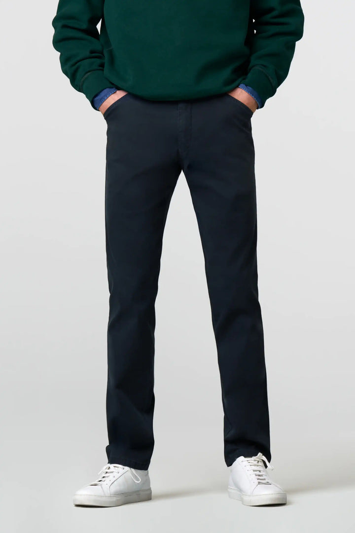 Meyer chino CHICAGO 2-5615-97% Katoen (BIO) • 3% Elastaan | 420g-HEREN BROEKEN-Blauw